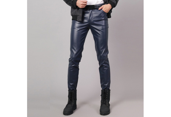 Leather straight pants Acne Studios Blue size 38 FR in Leather - 41706034